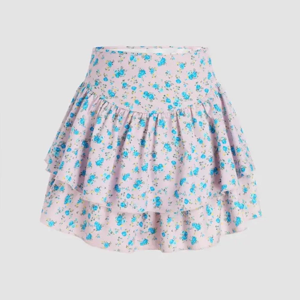 Zara Floral Pink Layered Skort